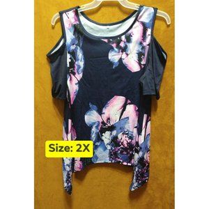 Women's Navy/Purple Cold Shoulder Blouse size 2X